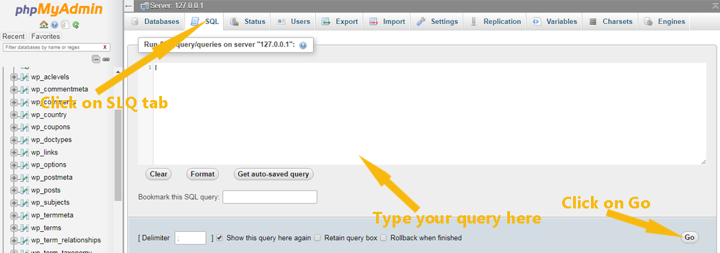 How to run SQL queries on a database with phpMyAdmin - Shujaa Host