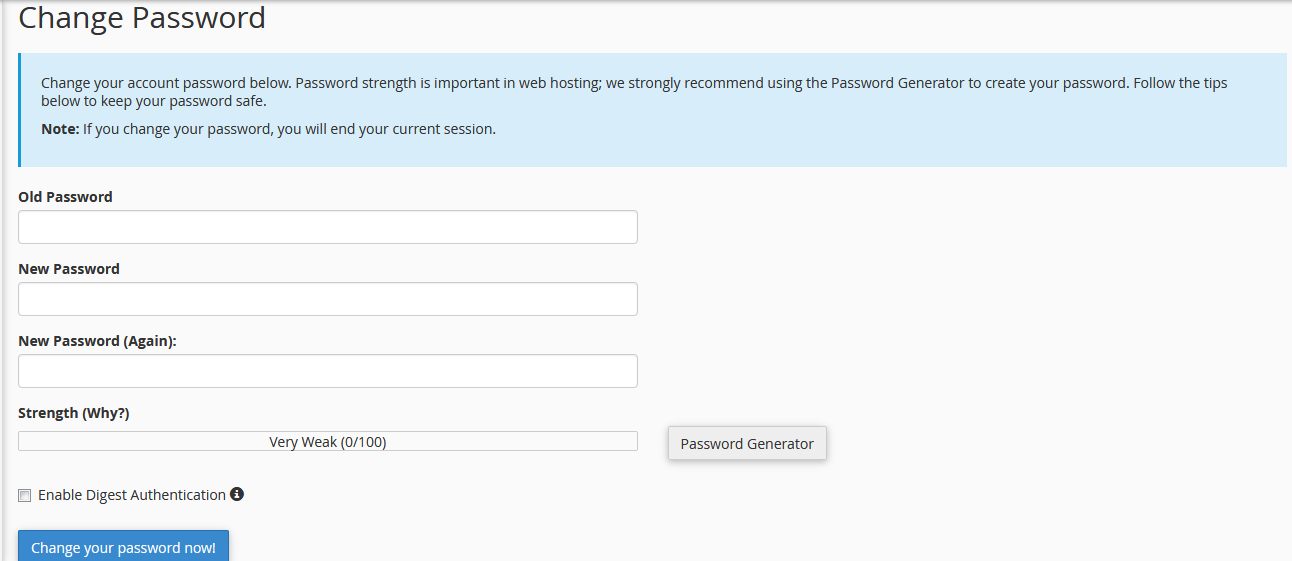 Cpanel Change Password How to change Cpanel Password - Shujaa Host